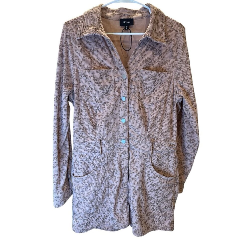 Heyson Hailey Romper Corduroy Long Sleeve Button Up Fall Winter Size Large NWOT